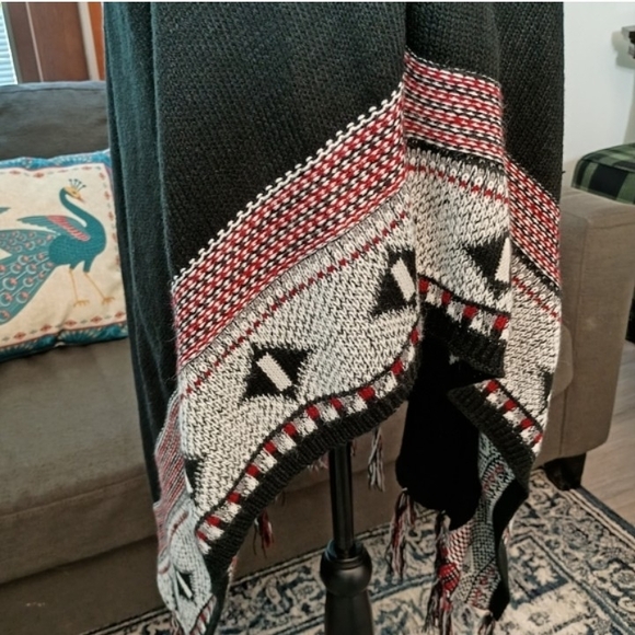 Lildy Chic Printed Open Front Black Sleeveless Vest Knit Sweater Cardigan L - XL - Picture 3 of 6